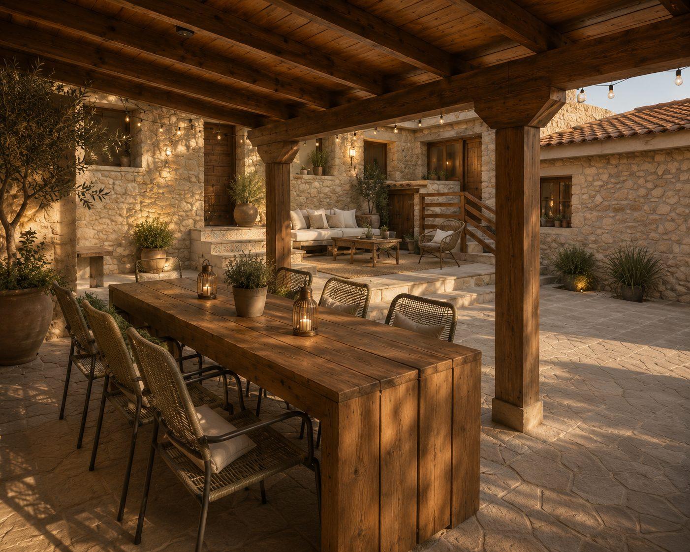 Finca courtyard reimagined — existing estate buildings, Alicante interior