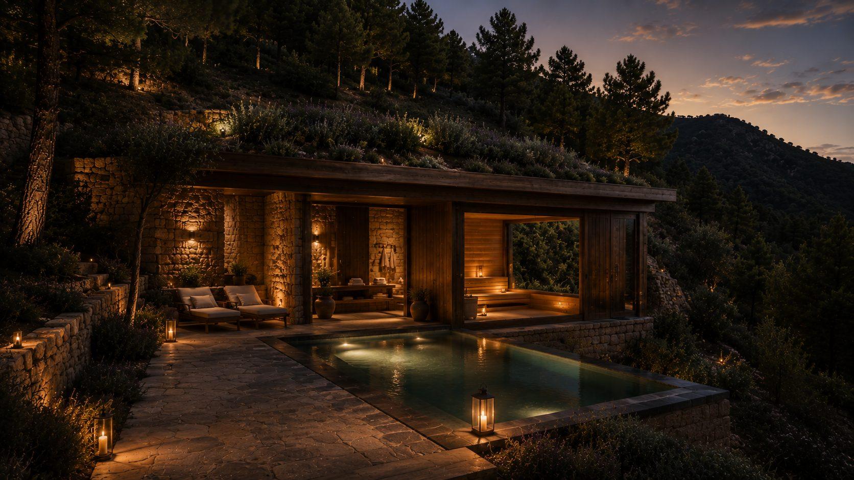 Wellness spa terrace at eco resort — investment opportunity Alicante Spain