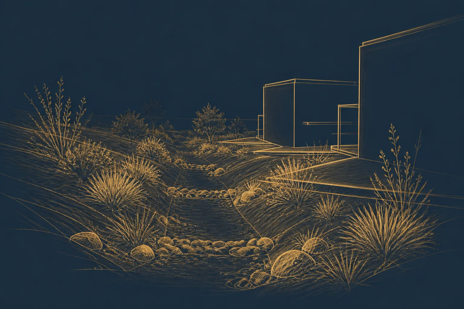 First sketch · the dry garden