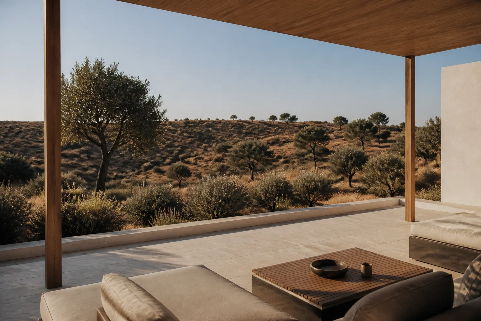 A terrace over the kept hill, concept illustration
