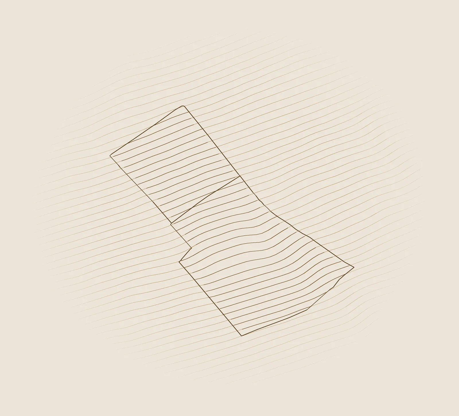 Bronze line drawing of the two plots on 5-metre LiDAR terrain, Benidorm