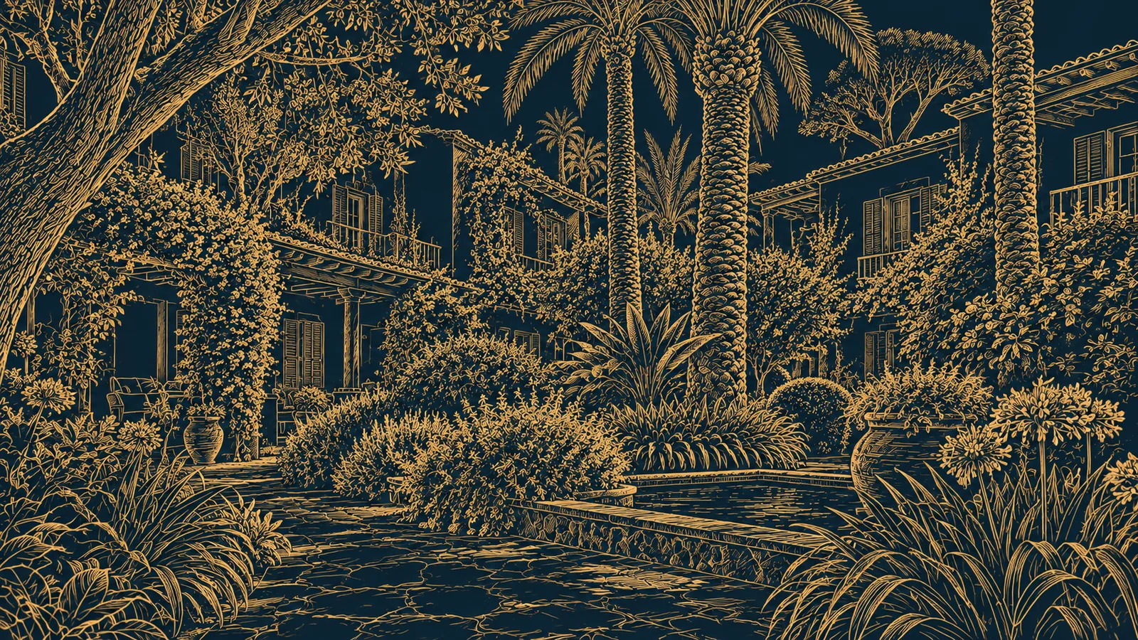 First sketch · the garden court
