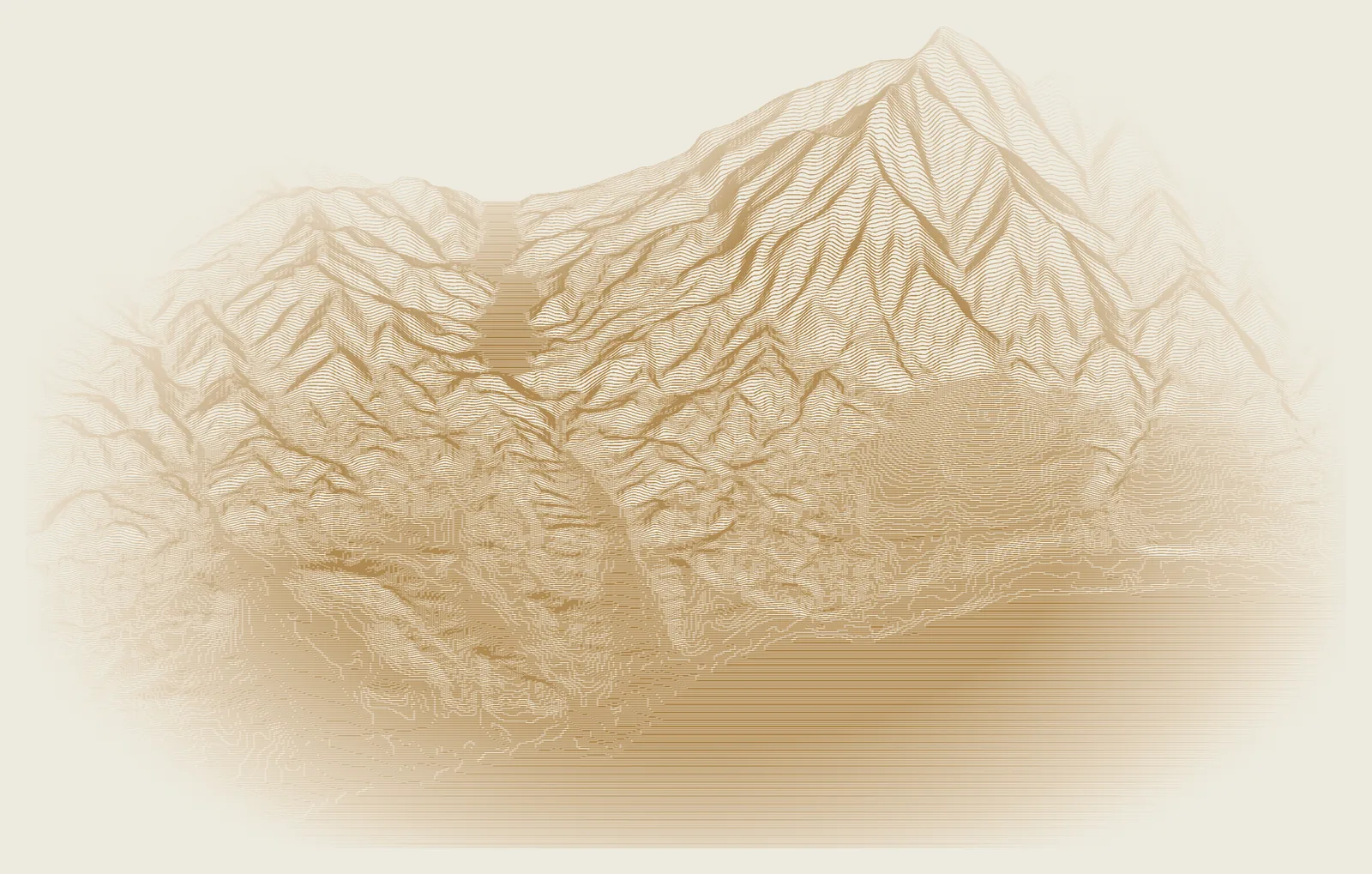 Bronze line drawing of the coast west of Marbella rising to Sierra Blanca, on 25-metre terrain